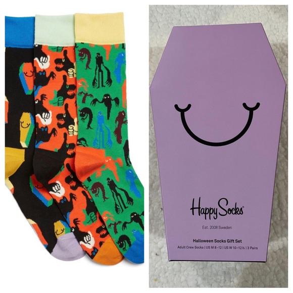 🆕 Happy Socks Halloween Giftboxed 3 Pack Men’s Crew Socks - Picture 1 of 5